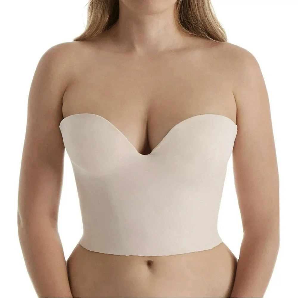 NEW! Size 34D Carnival 206 Women Low Plunge Longline Wedding Prom Bra Ivory $65!